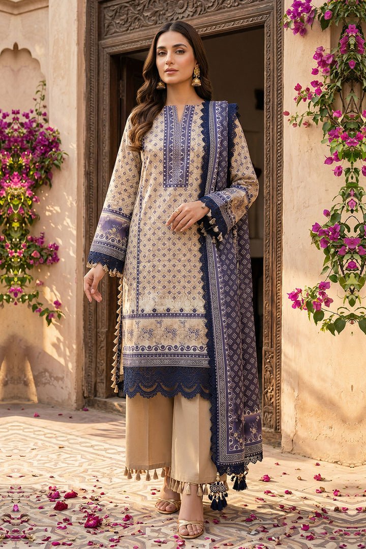 Desert Sand 3 Piece Unstitched Premium Printed Lawn Suit - Jacquard Wirsa By Zainab Collection Summer 2026