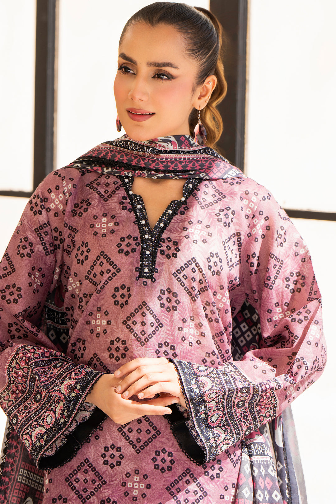 Dusky Rose 3 Piece Unstitched Premium Lawn - SU25V4-S1 - JACQUARD CLOTHING