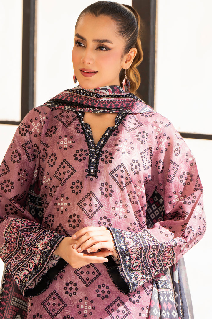 Dusky Rose 3 Piece Unstitched Premium Lawn - SU25V4-S1 - JACQUARD CLOTHING