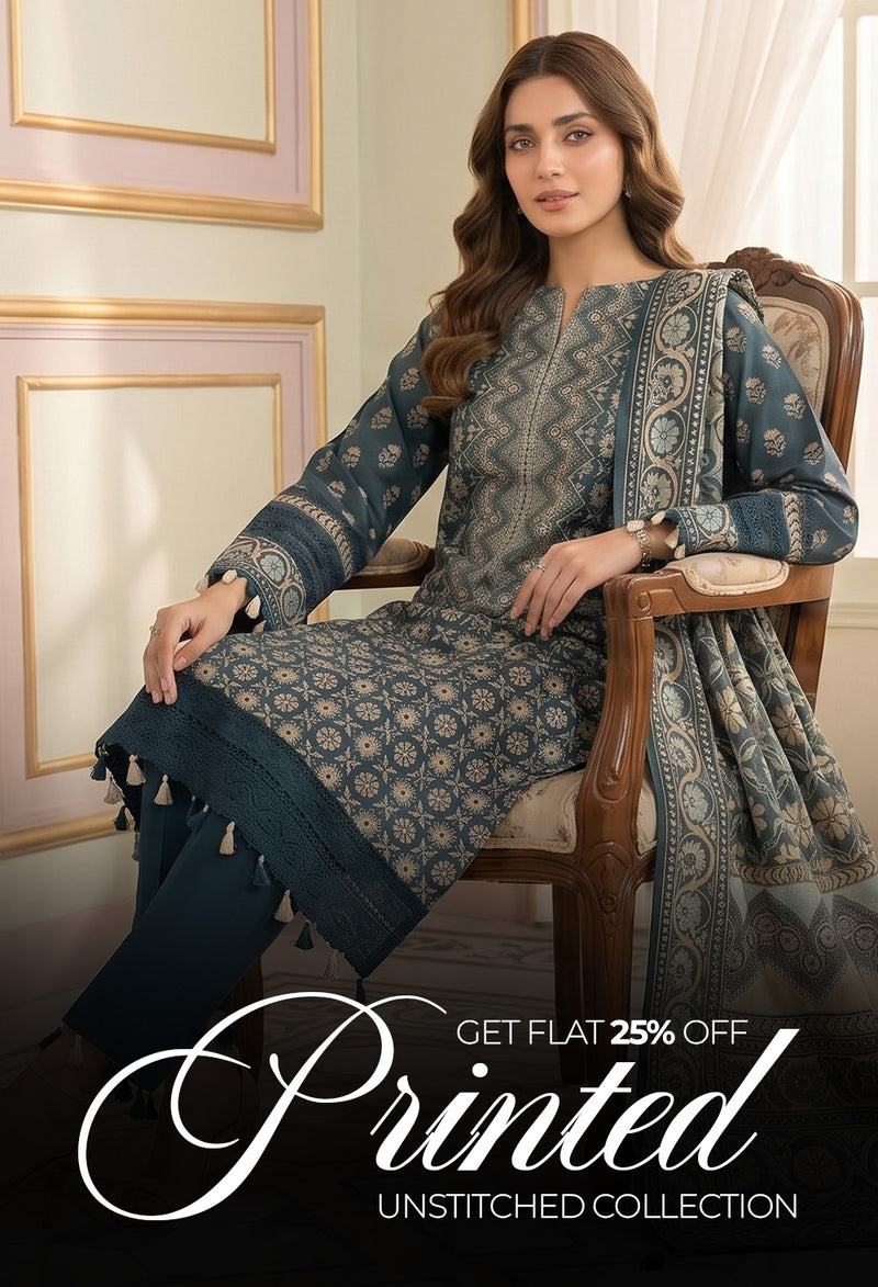 Flat 25% OFF on Printed Unstitched Collection - Jacquard Clothing