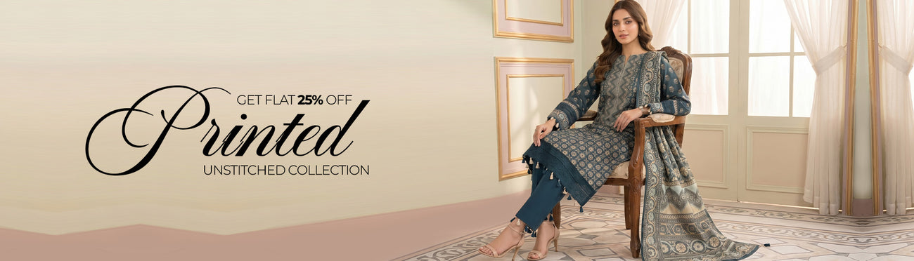 Flat 25% OFF on Printed Unstitched Collection - Jacquard Clothing