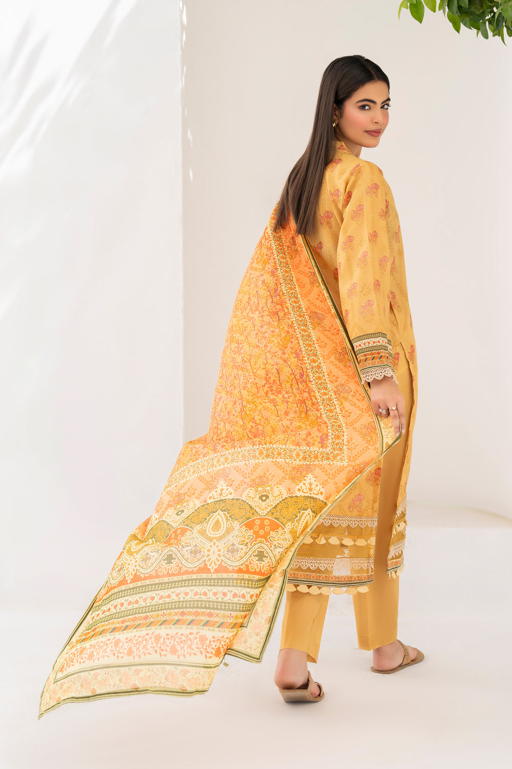 Golden 3 Piece Unstitched Premium Lawn - SU25V5-S6 - JACQUARD CLOTHING