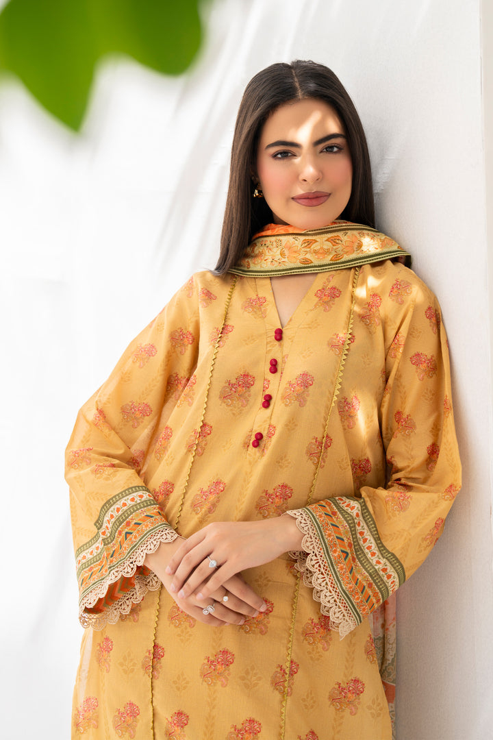 Golden 3 Piece Unstitched Premium Lawn - SU25V5-S6 - JACQUARD CLOTHING
