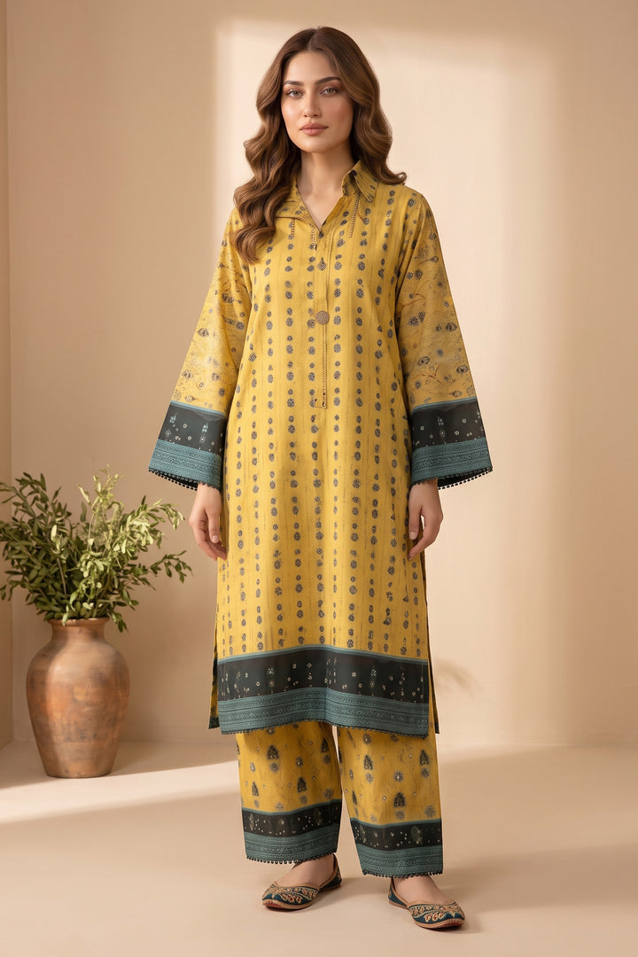 Goldenrod 2 Piece Unstitched Printed Cambric Co-Ord Set