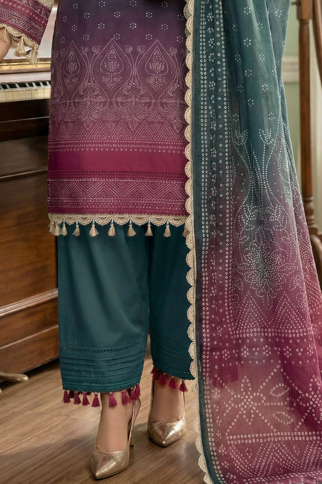 Gradient 3 Piece Unstitched Premium Printed Lawn Suit - Jacquard Soha Afreen Summer 2026 Collection
