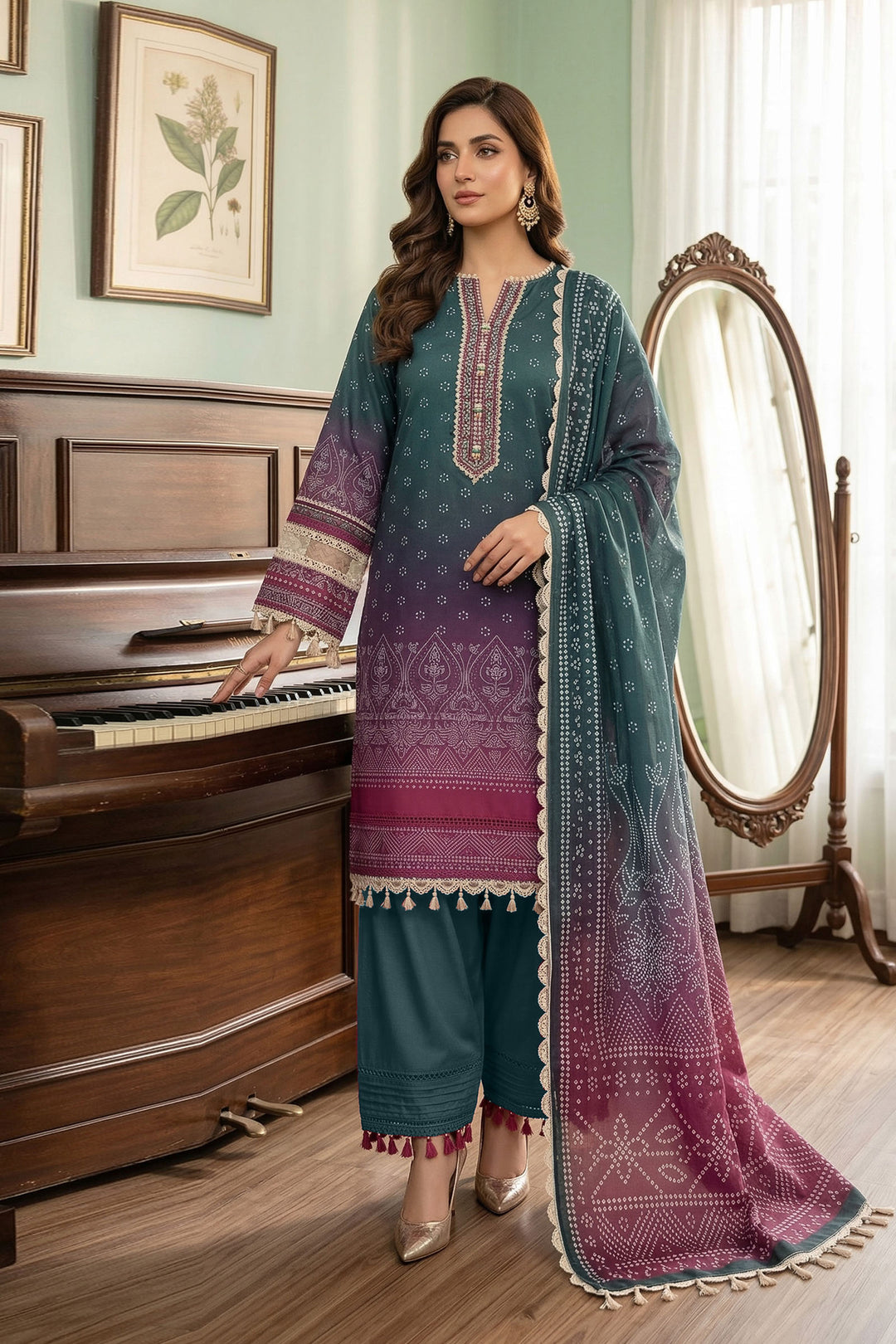 Gradient 3 Piece Unstitched Premium Printed Lawn Suit - Jacquard Soha Afreen Summer 2026 Collection