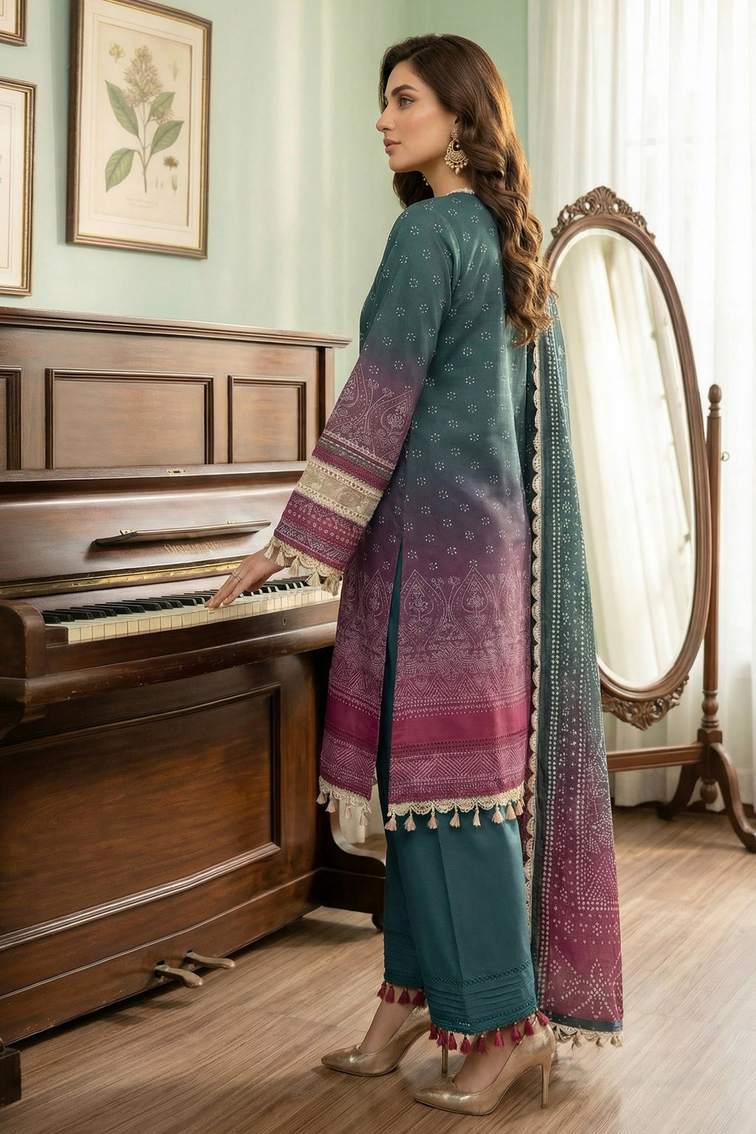 Gradient 3 Piece Unstitched Premium Printed Lawn Suit - Jacquard Soha Afreen Summer 2026 Collection
