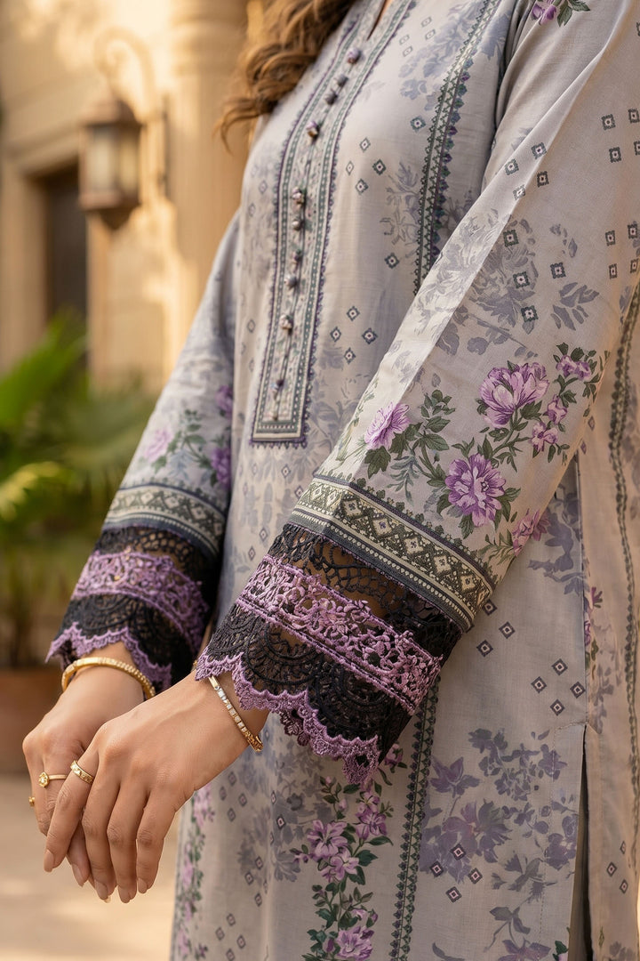 Gray 3 Piece Unstitched Premium Printed Lawn