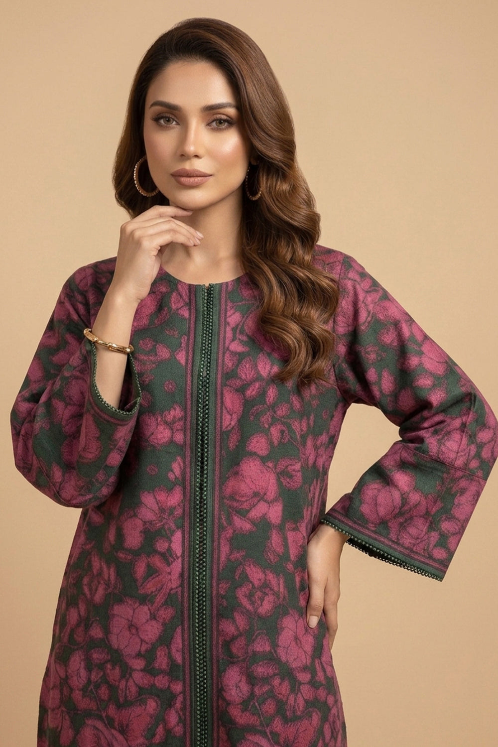 Green 2 Piece Unstitched Printed Cambric Co-Ord Set