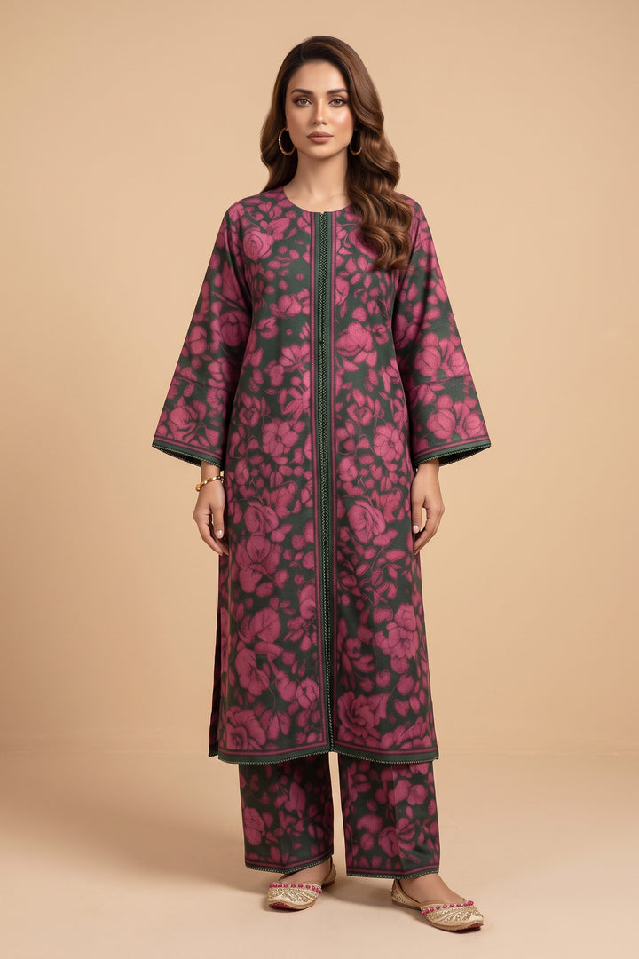 Green 2 Piece Unstitched Printed Cambric Co-Ord Set