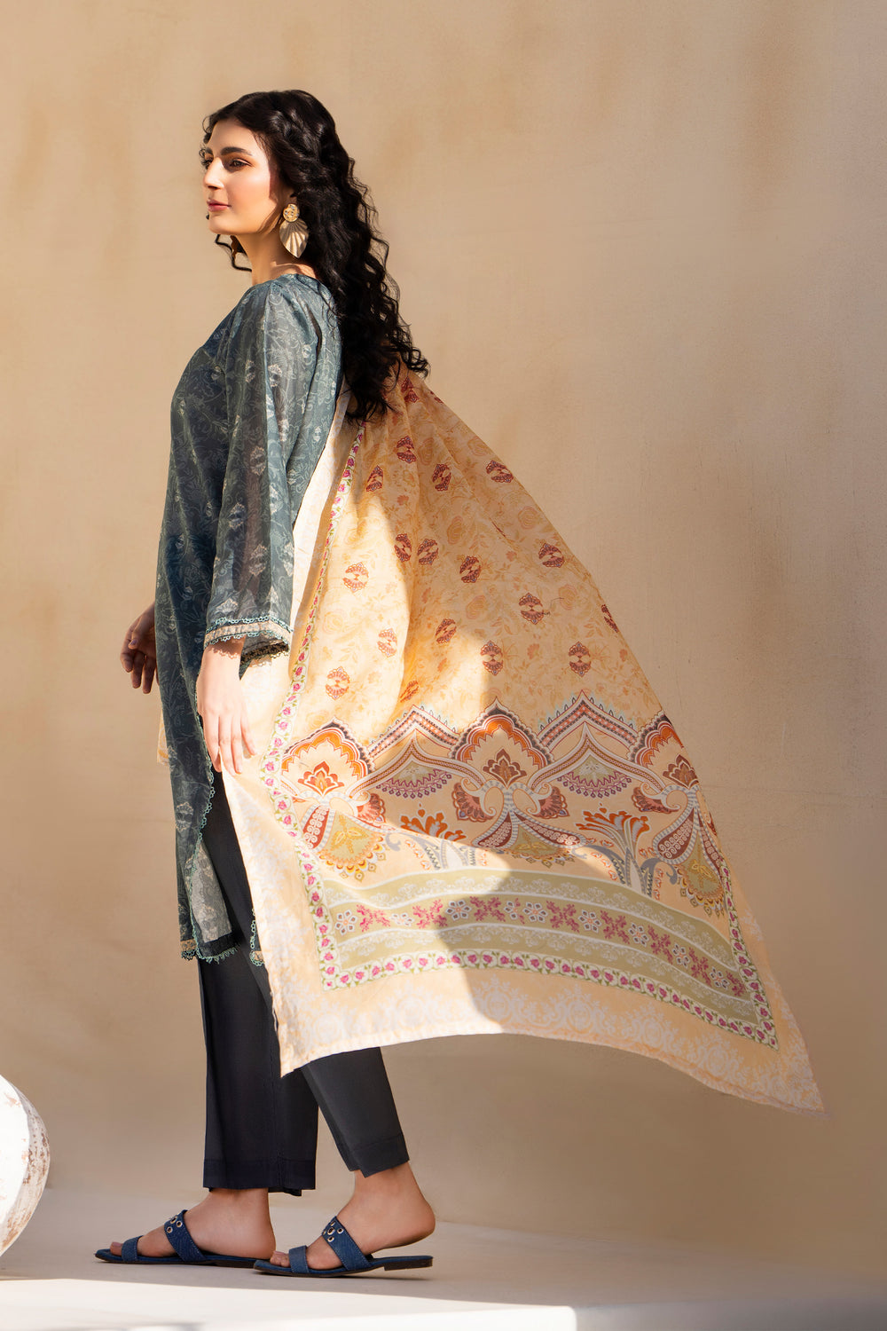Grey 3 Piece Unstitched Premium Lawn - SU25V5-S13 - JACQUARD CLOTHING