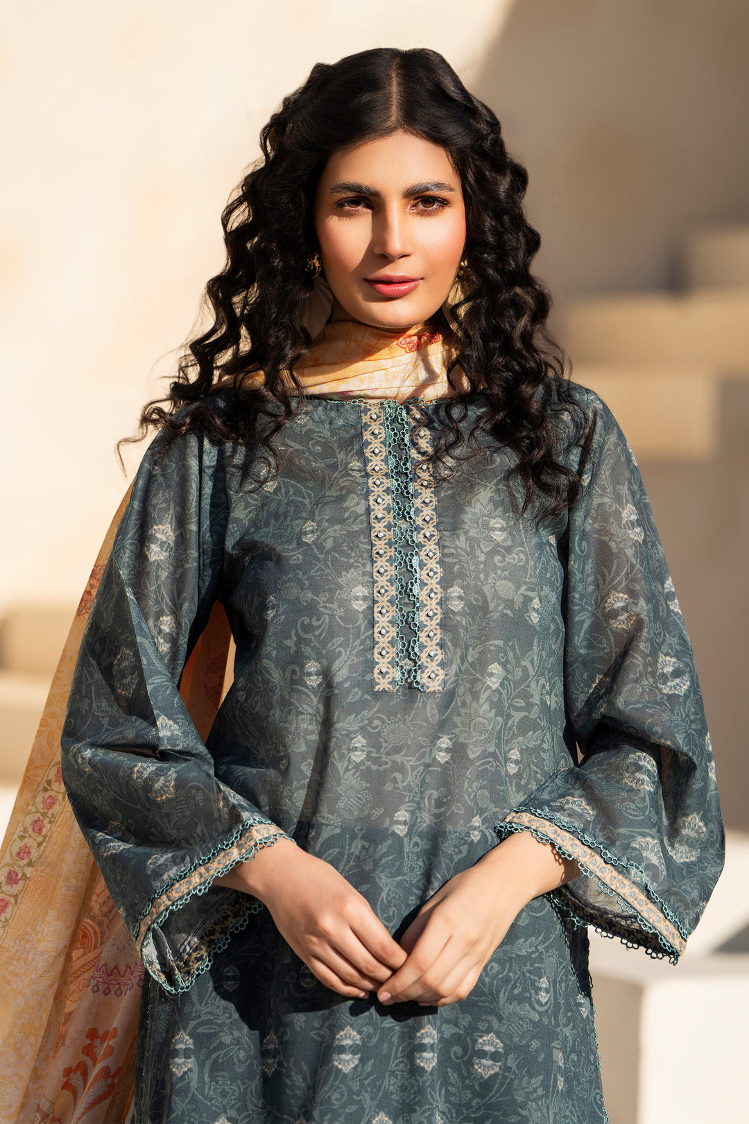 Grey 3 Piece Unstitched Premium Lawn - SU25V5-S13 - JACQUARD CLOTHING