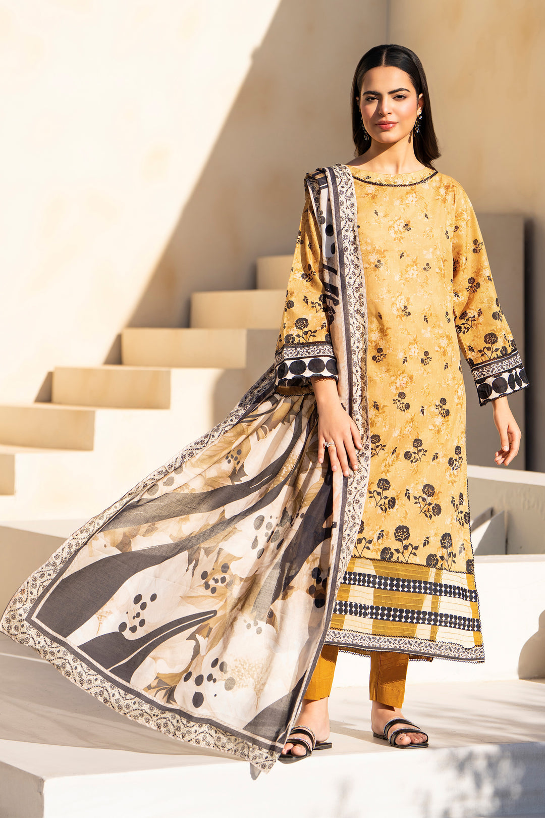 Honey 3 Piece Unstitched Premium Lawn - SU25V5-S1 - JACQUARD CLOTHING