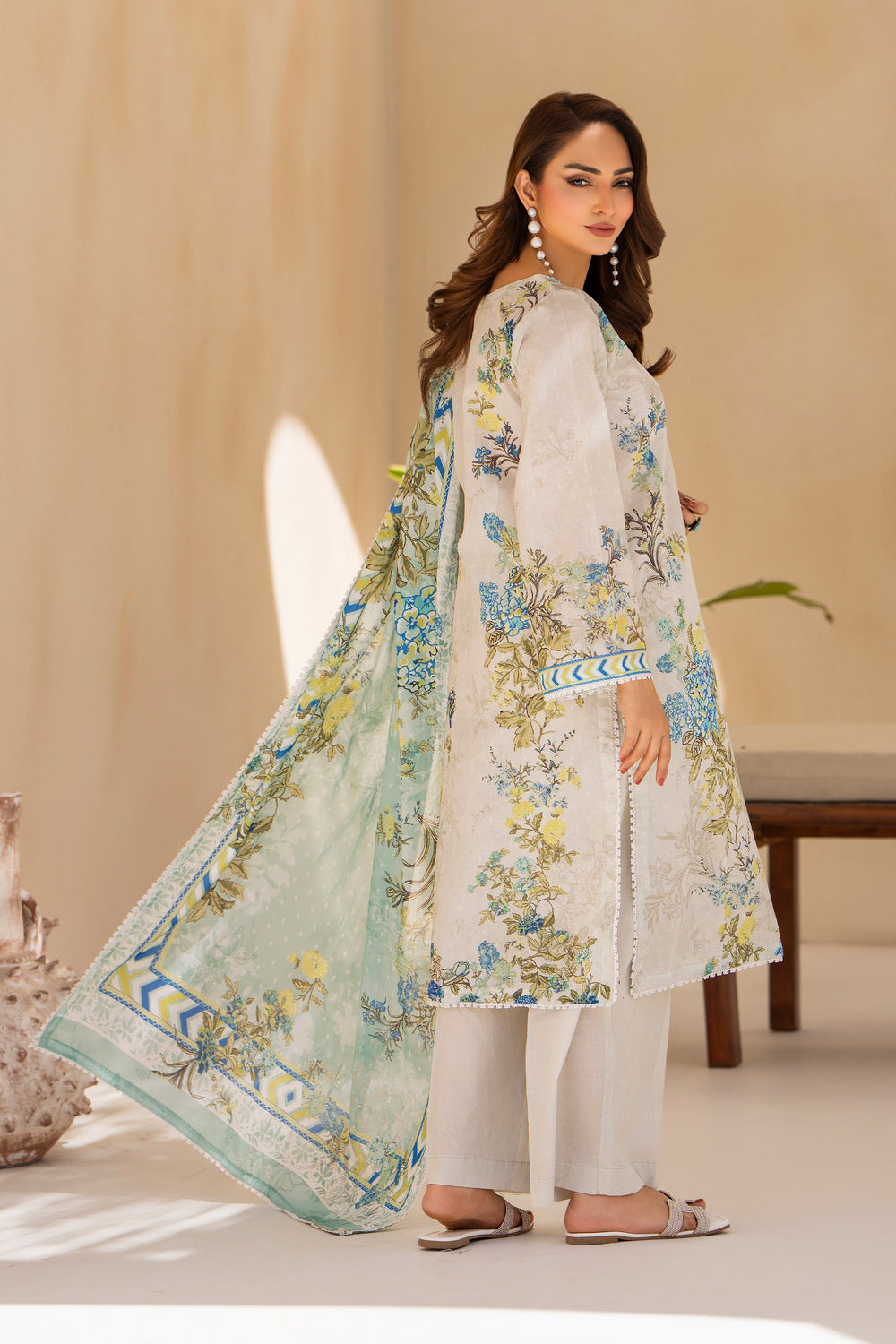 Ice White 3 Piece Unstitched Premium Lawn - SU25V3-S6 - JACQUARD CLOTHING
