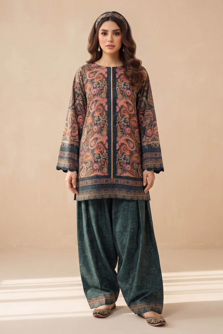 Jungle Green 2 Piece Unstitched Printed Cambric Co-Ord Set