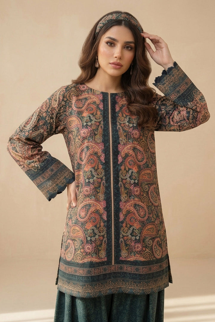 Jungle Green 2 Piece Unstitched Printed Cambric Co-Ord Set
