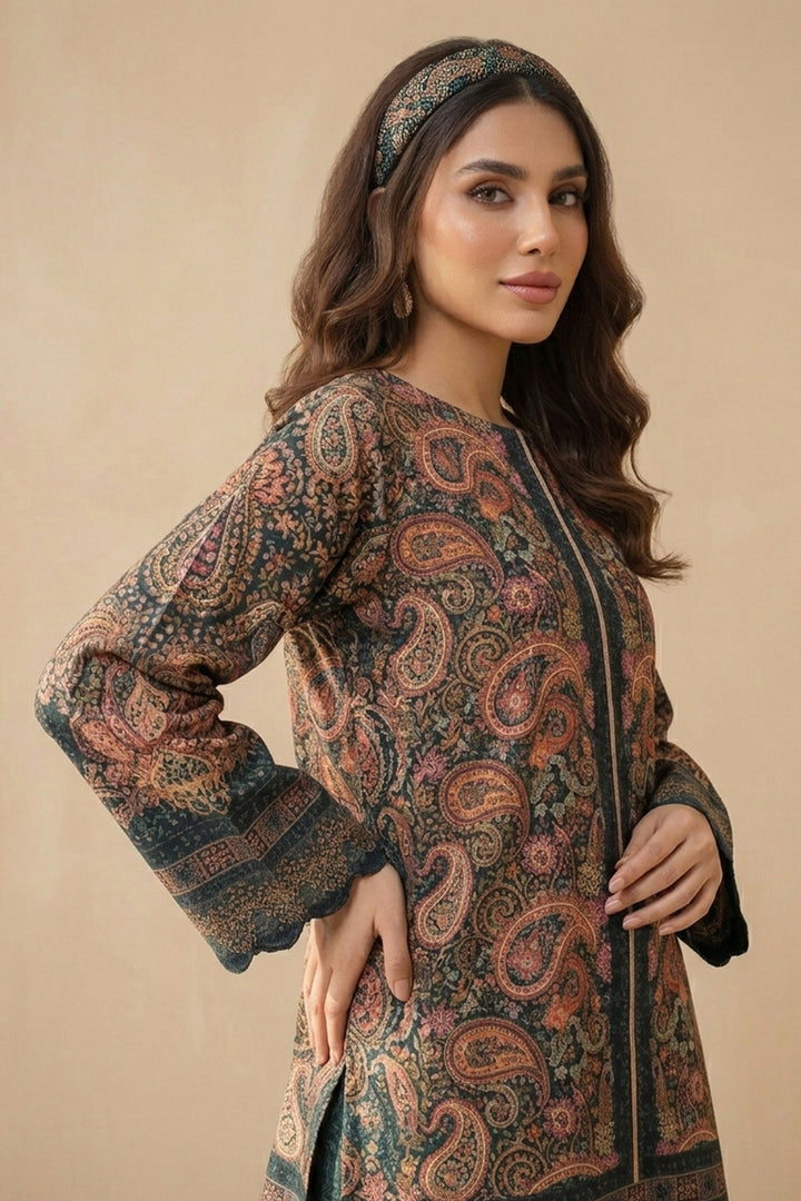 Jungle Green 2 Piece Unstitched Printed Cambric Co-Ord Set