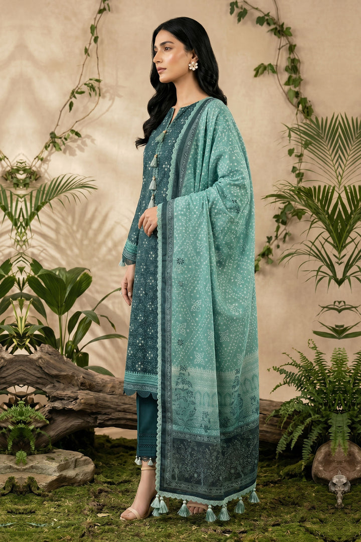 Jungle Green 3 Piece Unstitched Premium Printed Lawn Suit By Jacquard Clothing Summer 2026 Hania Manahil Collection