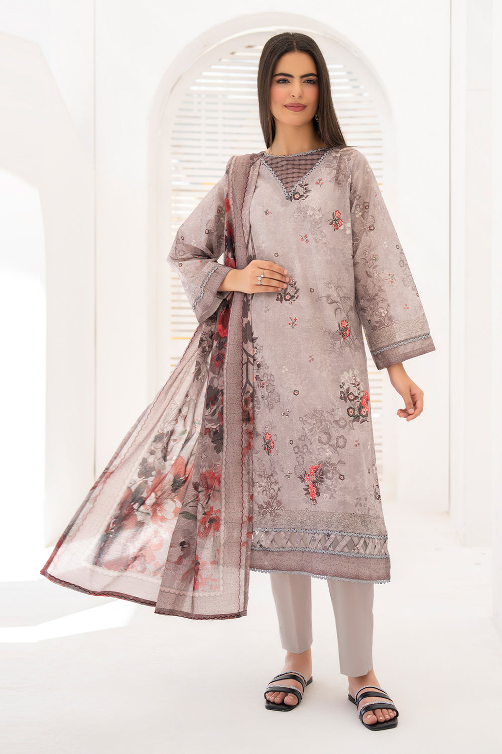 Latte 3 Piece Unstitched Premium Lawn - SU25V9-S9 - JACQUARD CLOTHING