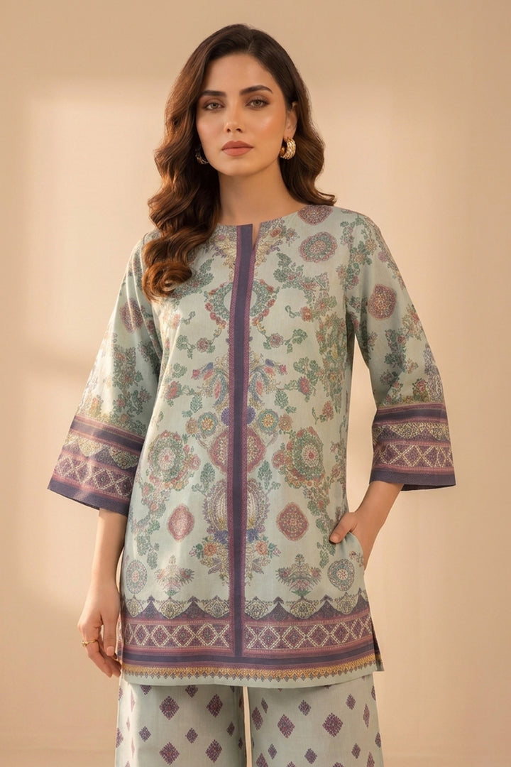 Laurel Green 2 Piece Unstitched Printed Cambric Co-Ord Set