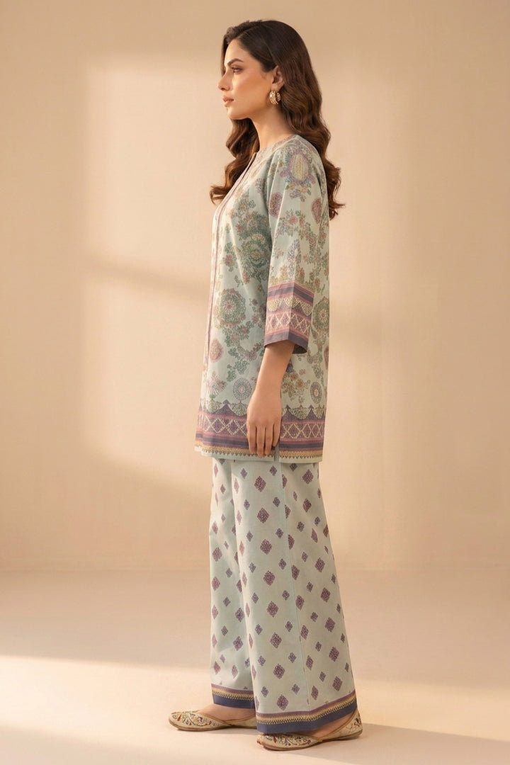 Laurel Green 2 Piece Unstitched Printed Cambric Co-Ord Set