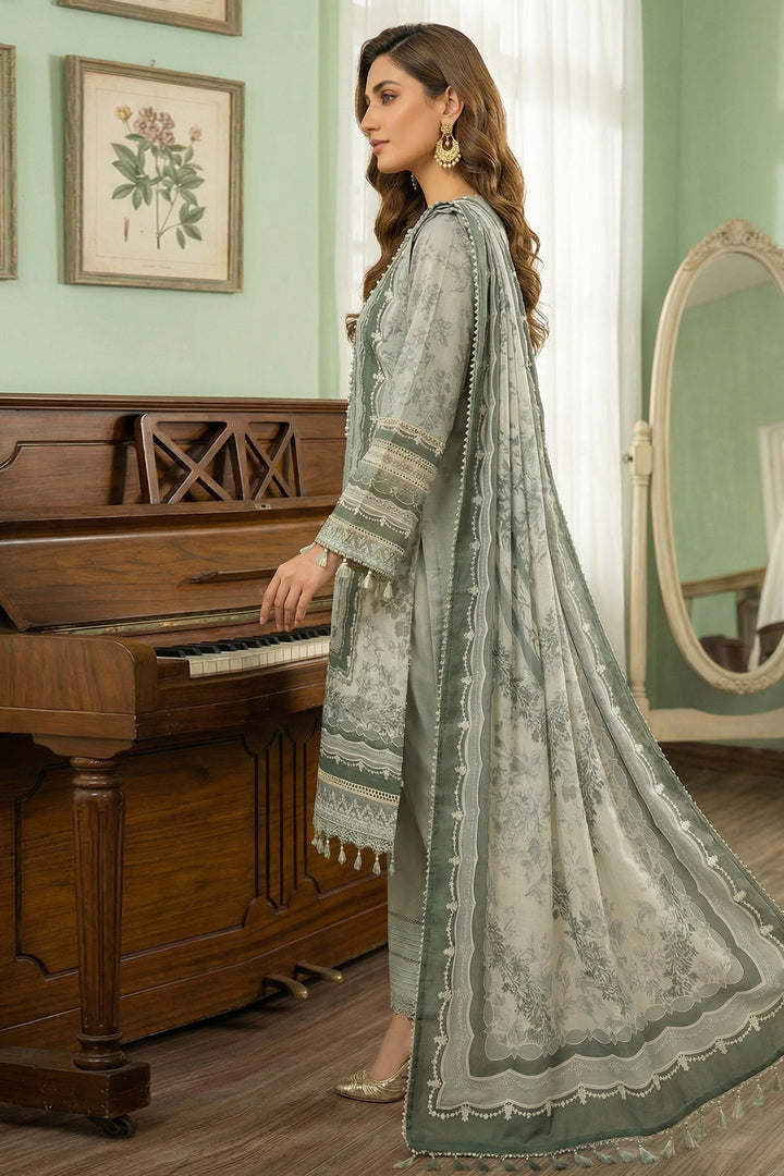 Laurel Green 3 Piece Unstitched Premium Printed Lawn