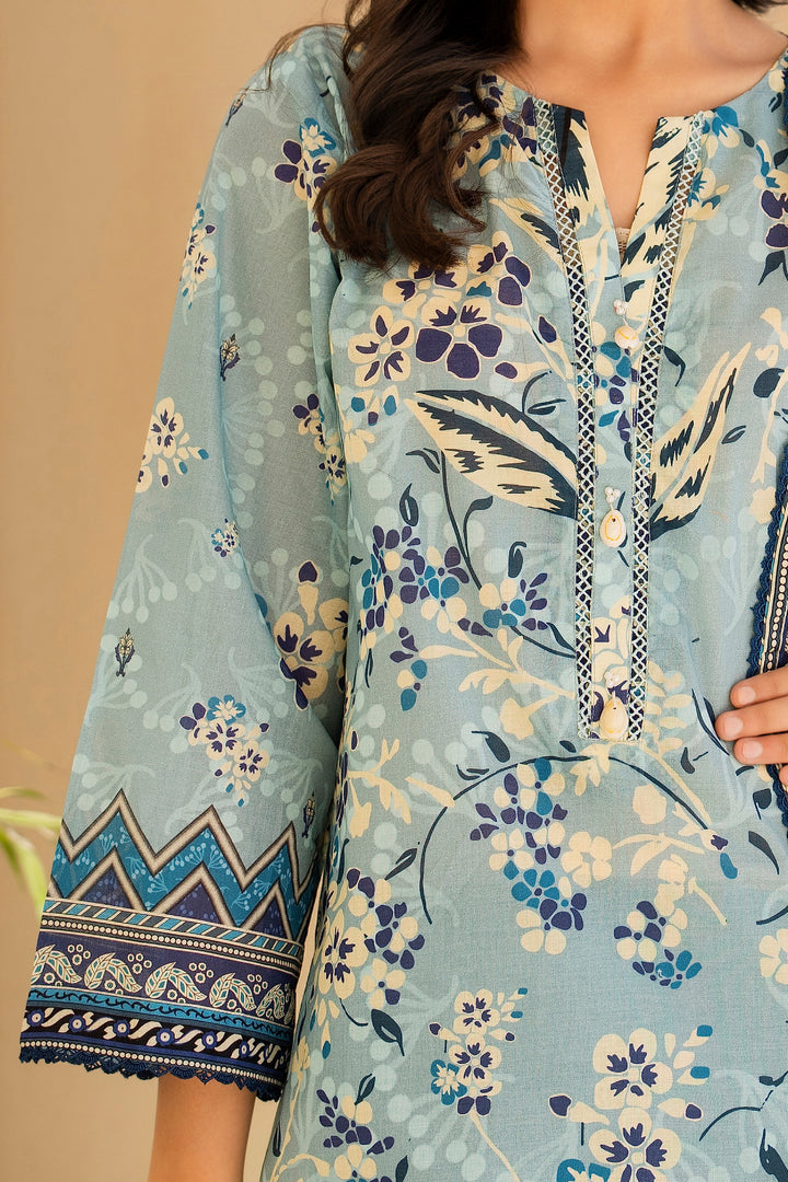 Light Blue 3 Piece Unstitched Premium Lawn - SU25V6-S4 - JACQUARD CLOTHING