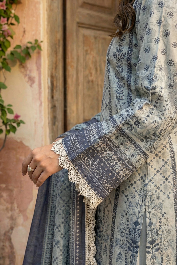 Light Gray 3 Piece Unstitched Premium Printed Lawn Suit - Jacquard Wirsa By Zainab Collection Summer 2026