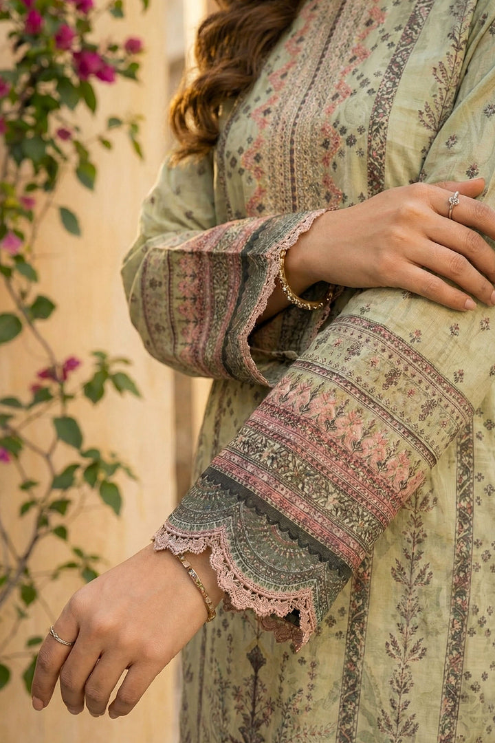 Light Green 3 Piece Unstitched Premium Printed Lawn Suit - Jacquard Wirsa By Zainab Collection Summer 2026
