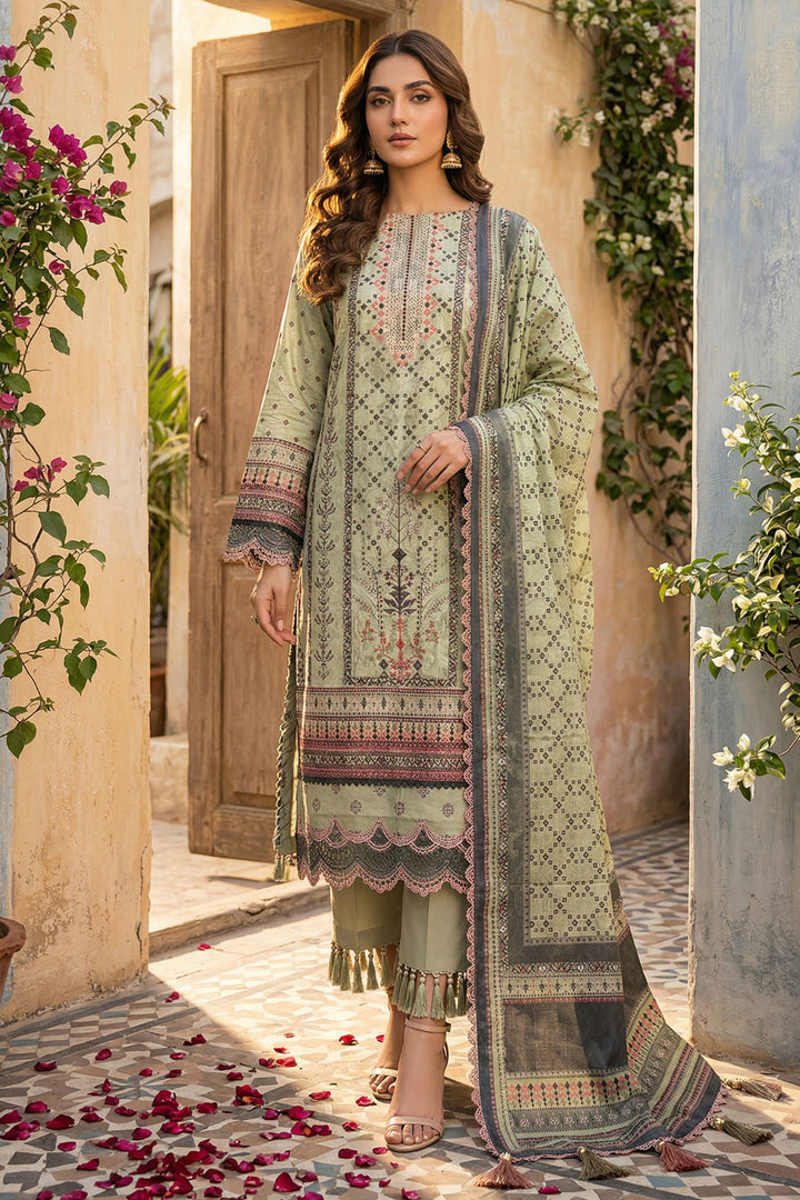 Light Green 3 Piece Unstitched Premium Printed Lawn Suit - Jacquard Wirsa By Zainab Collection Summer 2026