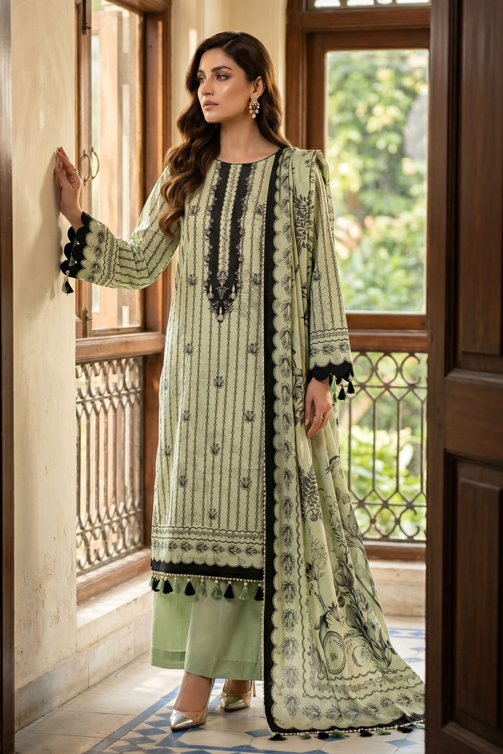 Light Green 3 Piece Unstitched Premium Printed Lawn Suit By Jacquard Clothing Summer Collection 2026