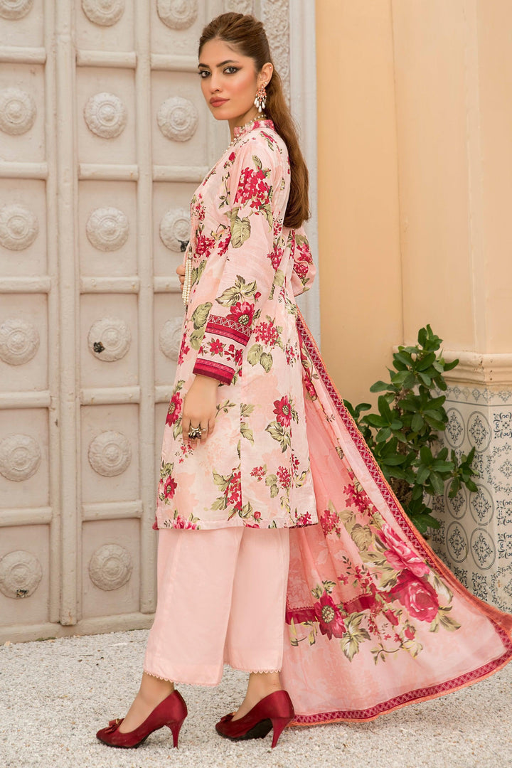 Light Peach Lawn 3 Piece Unstitched - Jacquard Clothing