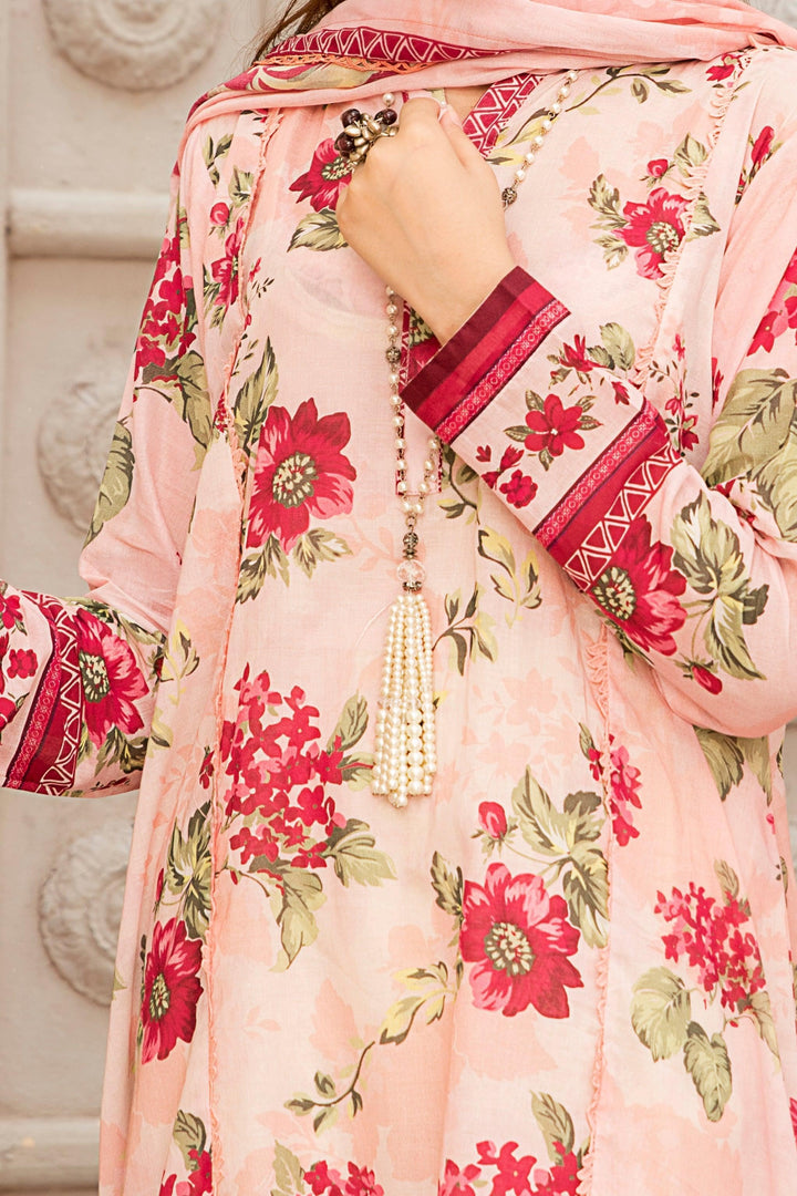 Light Peach Lawn 3 Piece Unstitched - Jacquard Clothing