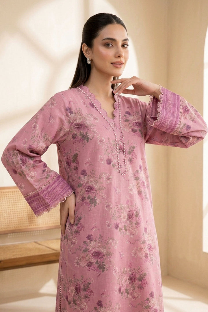 Light Pink 2 Piece Unstitched Printed Cambric Co-Ord Set