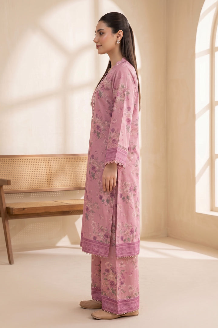 Light Pink 2 Piece Unstitched Printed Cambric Co-Ord Set