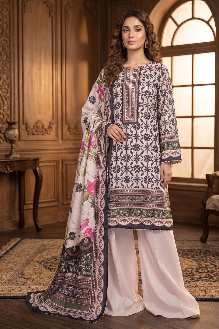 Light Pink 3 Piece Unstitched Premium Printed Lawn Suit By Jacquard Clothing Summer Collection 2026