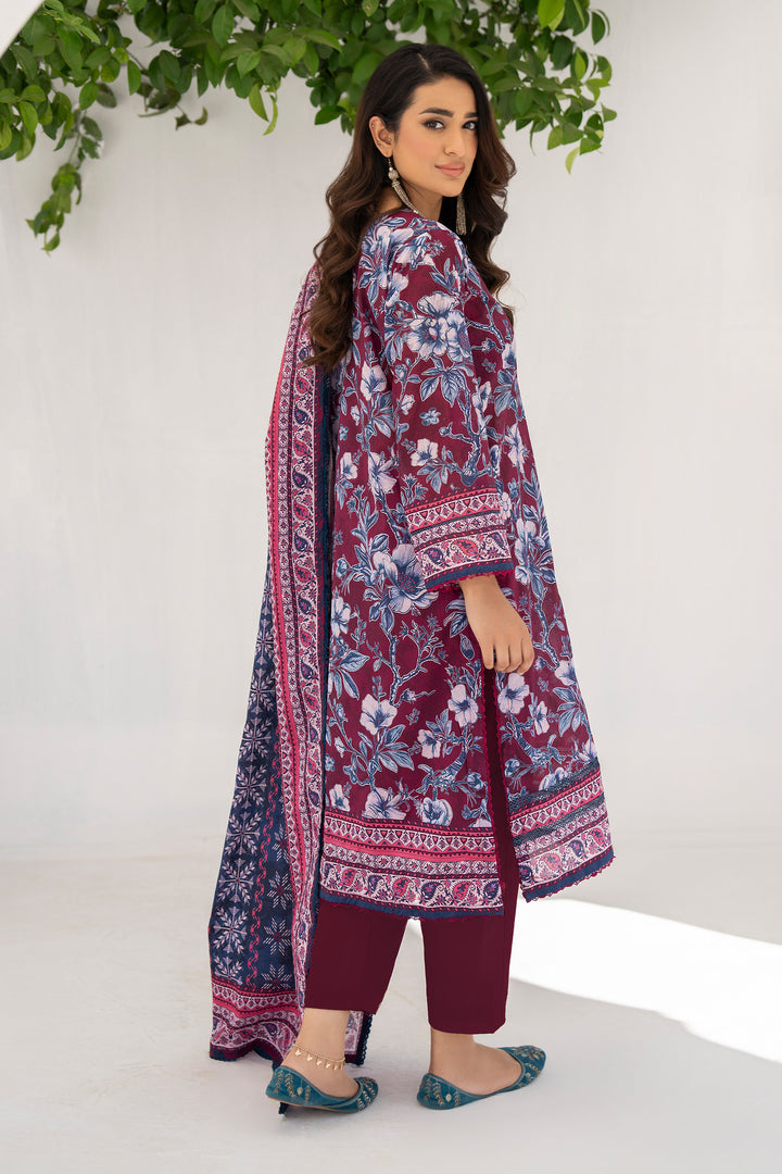 Maroon 3 Piece Unstitched Premium Lawn - SU25V6-S2 - JACQUARD CLOTHING