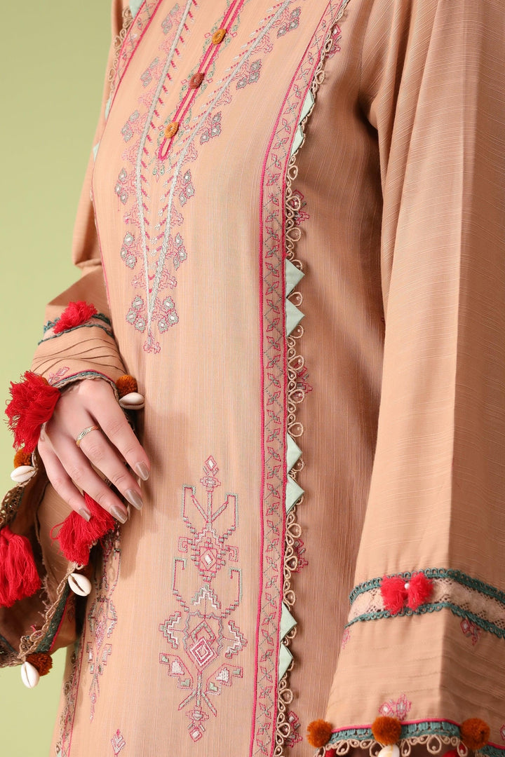 Mud Beige 3 Piece Unstitched Khaddar - Jacquard Clothing