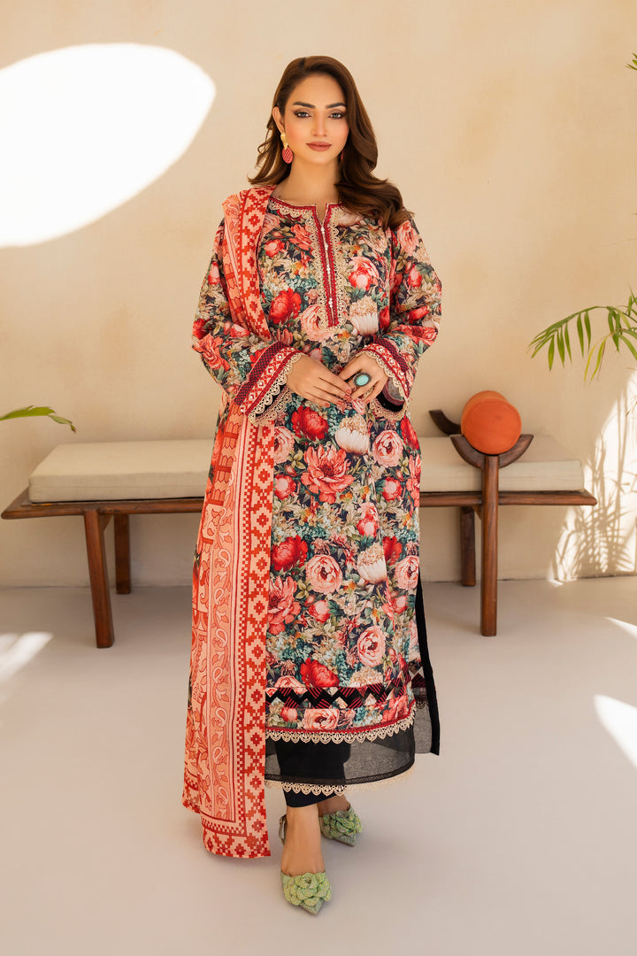 Multi 3 Piece Unstitched Premium Lawn - SU25V5-S15 - JACQUARD CLOTHING