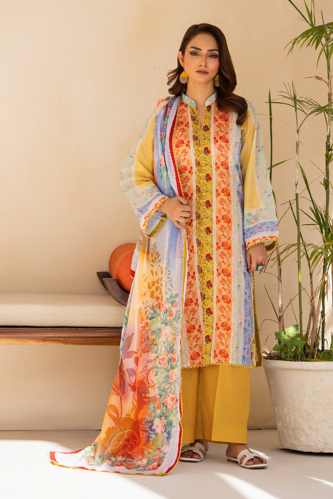 Mustard 3 Piece Unstitched Premium Lawn - SU25V2-S8 - JACQUARD CLOTHING