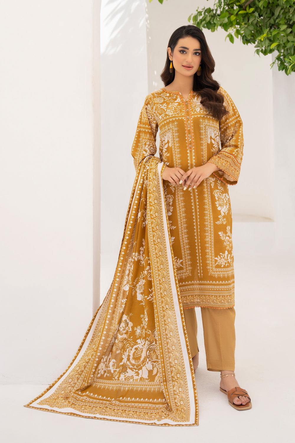 Mustard 3 Piece Unstitched Premium Lawn - SU25V6-S7 - JACQUARD CLOTHING