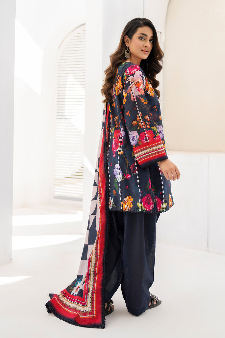 Navy Blue 3 Piece Unstitched Premium Lawn - SU25V6-S9 - JACQUARD CLOTHING