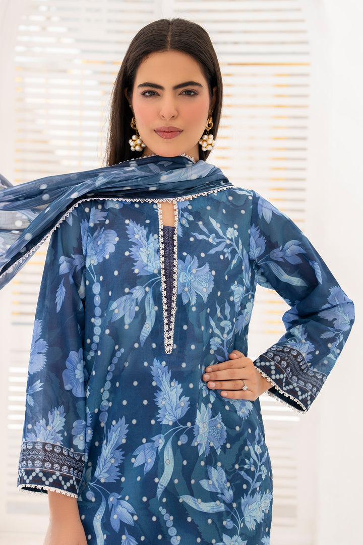 Navy Blue 3 Piece Unstitched Premium Lawn - SU25V7-S7 - JACQUARD CLOTHING