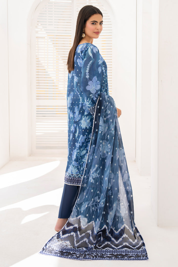 Navy Blue 3 Piece Unstitched Premium Lawn - SU25V7-S7 - JACQUARD CLOTHING