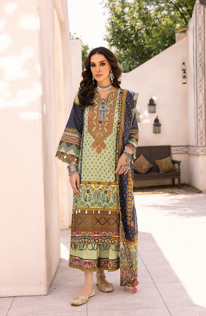 AKS COLLECTION / 3PC / PRINTED EMBROIDERED LAWN UNSTITCHED BY JACQUARD CLOTHING