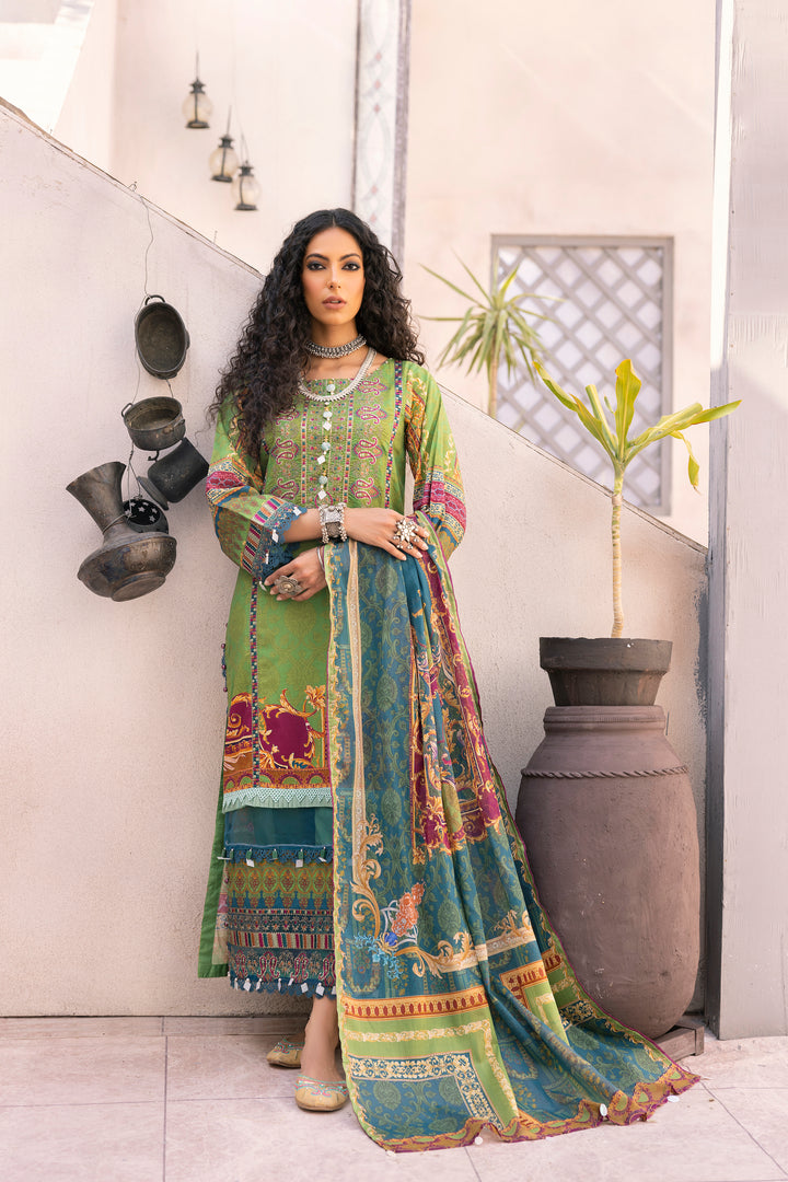 AKS COLLECTION / 3PC / PRINTED EMBROIDERED LAWN UNSTITCHED BY JACQUARD CLOTHING