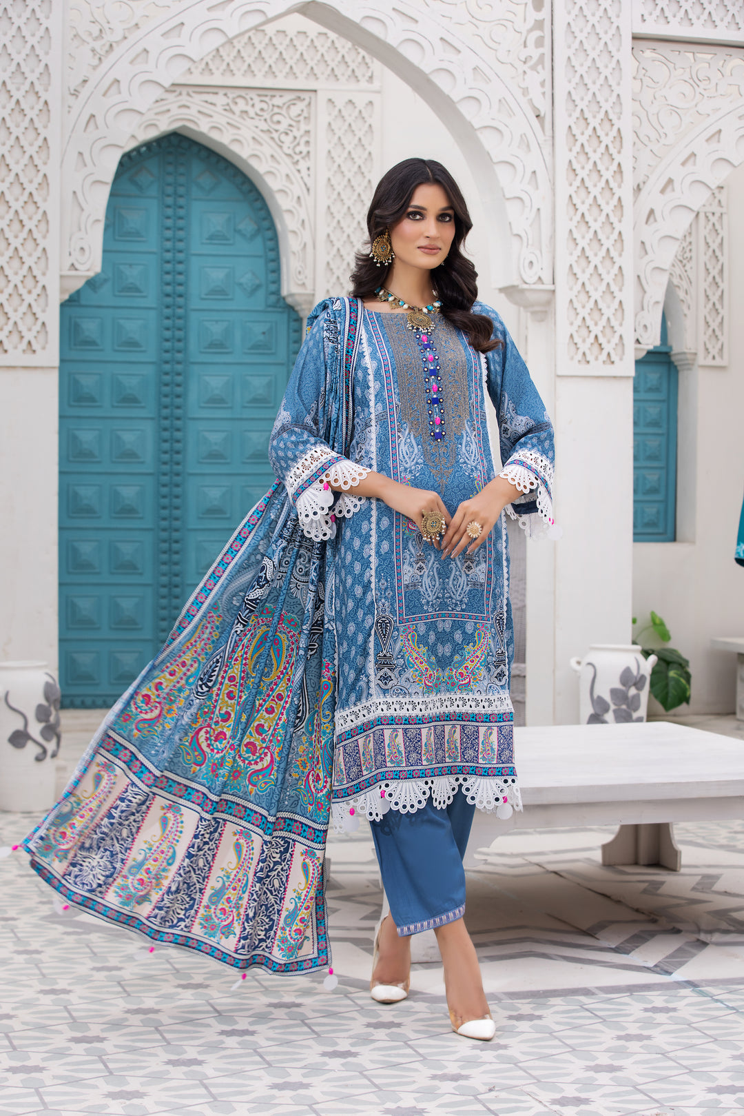 3 PCS UNSTITCHED-DIGITAL PRINTED EMBROIDERED VISCOSE SUIT WINTER 23 BY JACQUARD CLOTHING