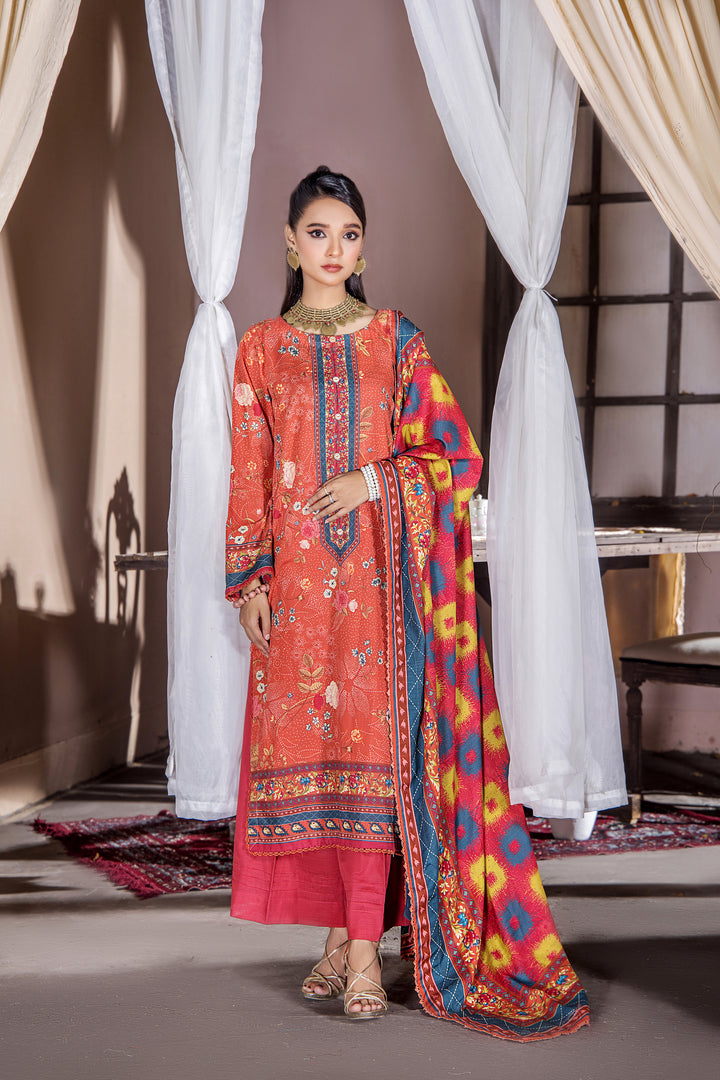 3 PCS UNSTITCHED-DIGITAL PRINTED KHADDAR SUIT WINTER 23 BY JACQUARD CLOTHING