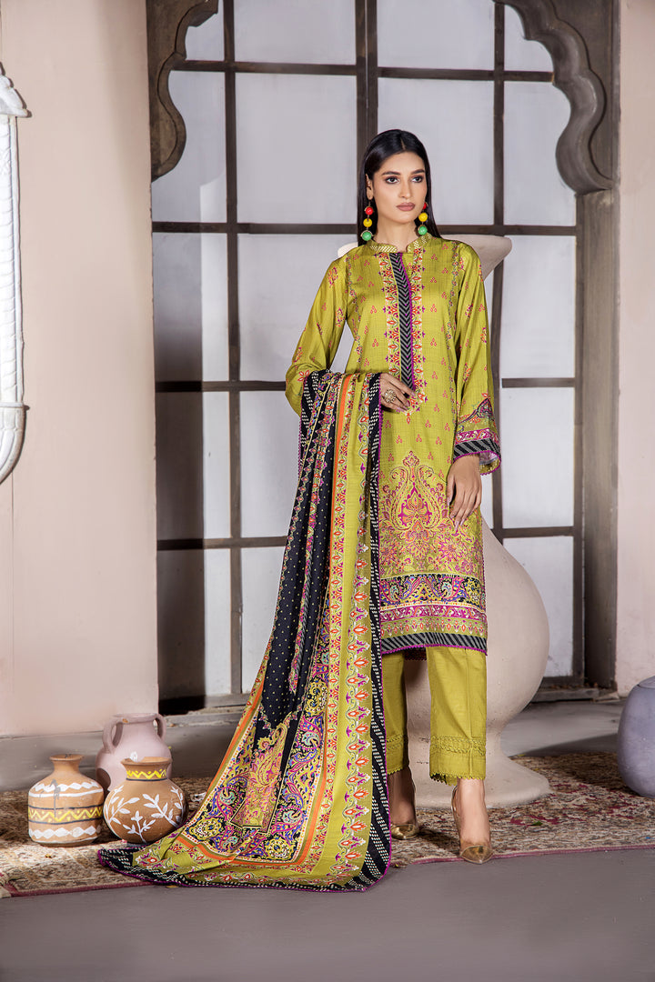 3 PCS UNSTITCHED-DIGITAL PRINTED KHADDAR SUIT WINTER 23 BY JACQUARD CLOTHING