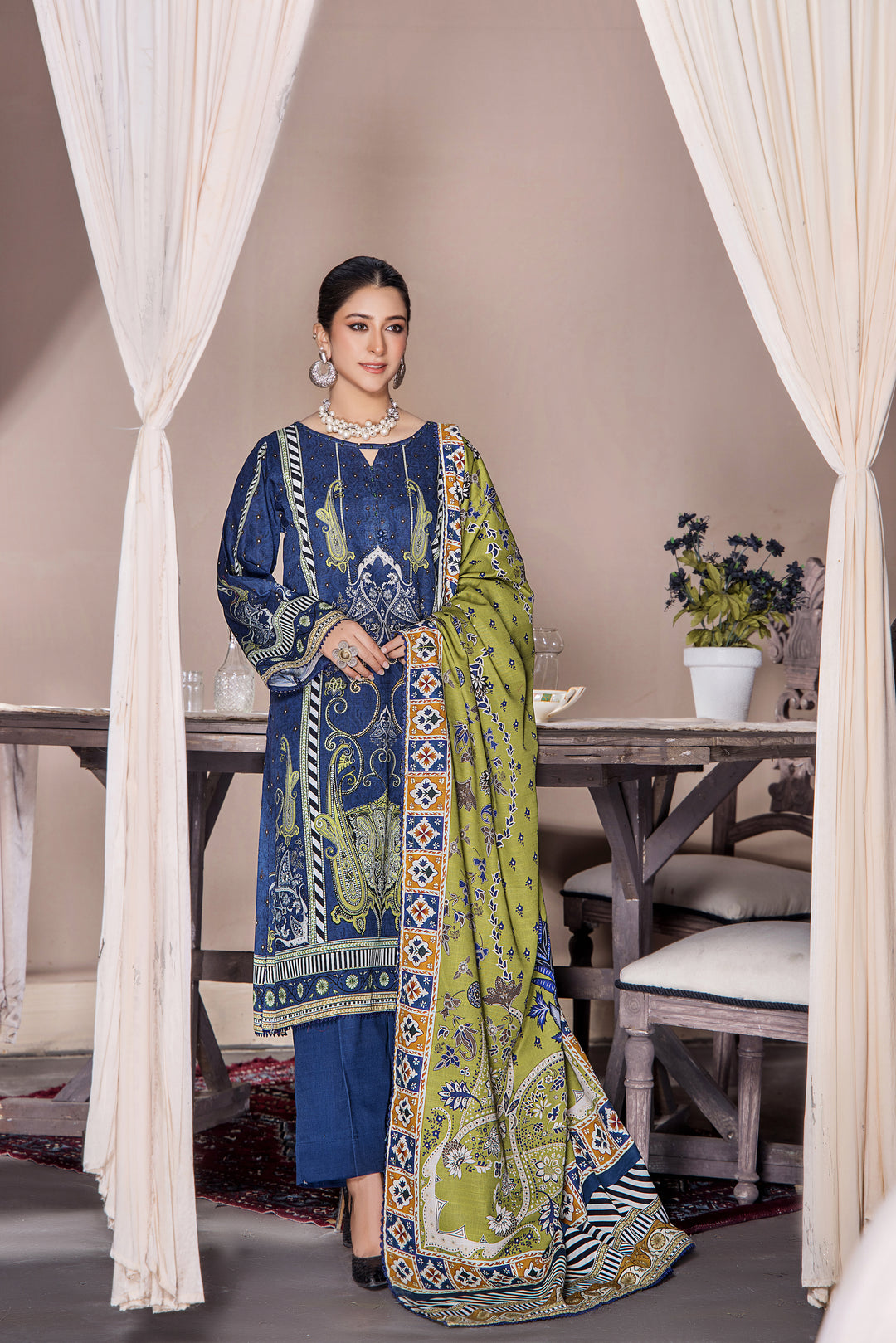 3 PCS UNSTITCHED-DIGITAL PRINTED KHADDAR SUIT WINTER 23 BY JACQUARD CLOTHING